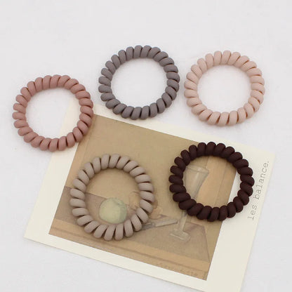 Matte Spiral Rubber Hair Band 5 Pcs