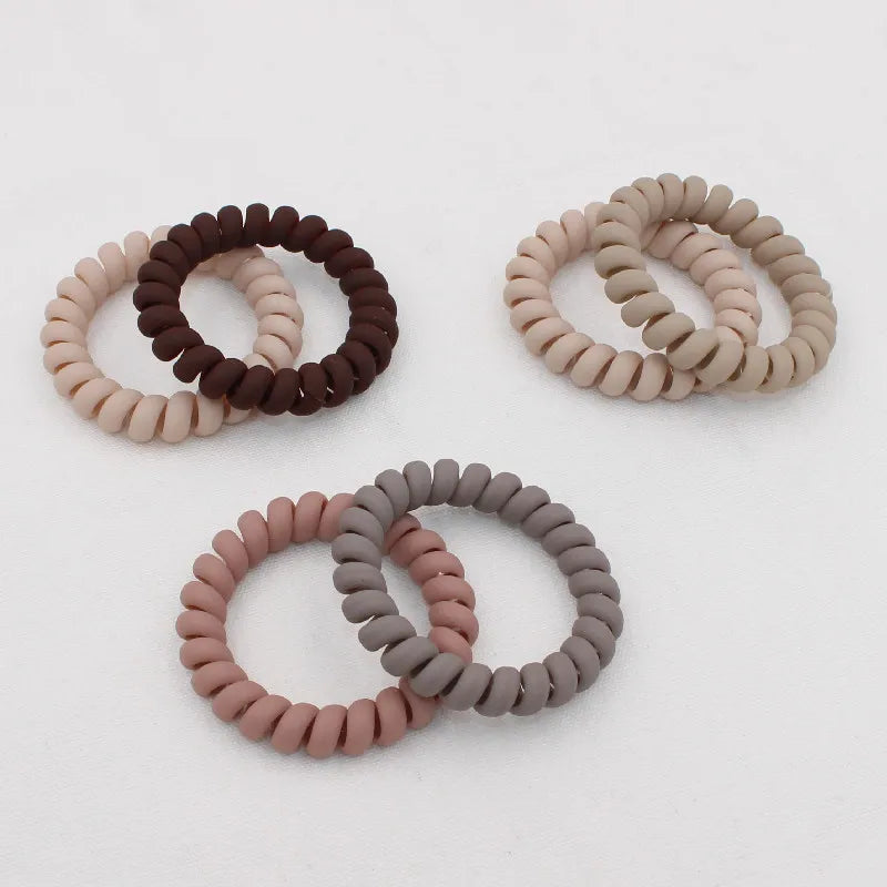 Matte Spiral Rubber Hair Band 5 Pcs