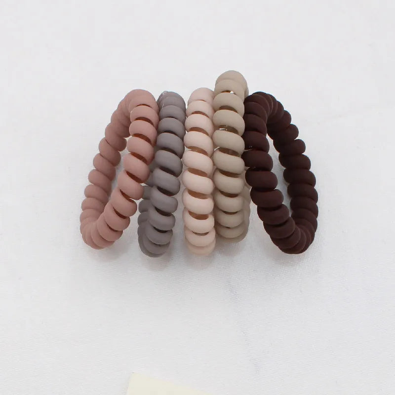 Matte Spiral Rubber Hair Band 5 Pcs