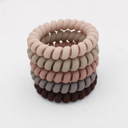 Matte Spiral Rubber Hair Band 5 Pcs