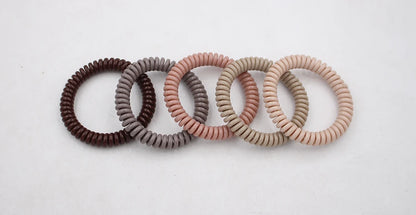 Matte Spiral Rubber Hair Band 5 Pcs