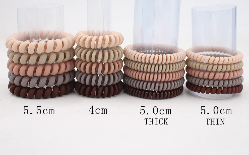 Matte Spiral Rubber Hair Band 5 Pcs