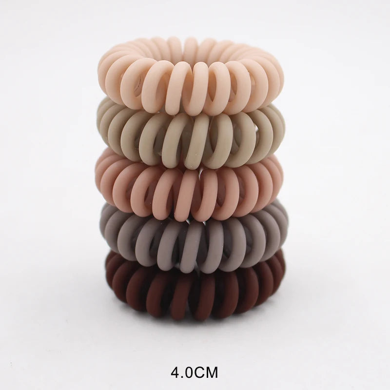 Matte Spiral Rubber Hair Band 5 Pcs