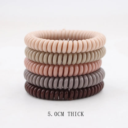 Matte Spiral Rubber Hair Band 5 Pcs