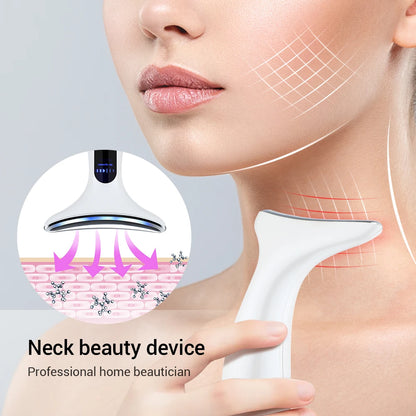 EMS Three Color Light Firming Rejuvenating Neck Beauty Device Skin Ion Importer Facial Lifting Neck Lines Wrinkles Device